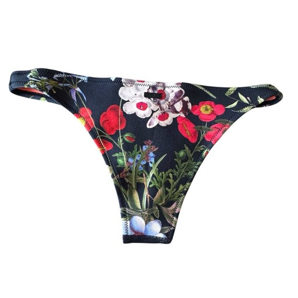 Triangl black neoprene Bikini bottoms size XL floral print - Picture 2 of 6